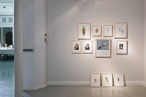 Group of framed drawings, mixed media, dimensions variable, Highlanes Gallery Drogheda
